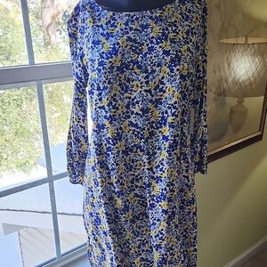 Floral Blue and Yellow Women's Dress